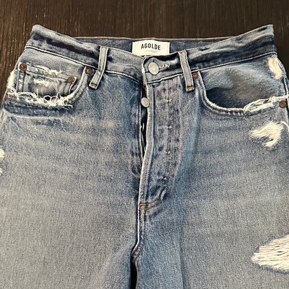 Agolde 90s Women’s Ripped Light Blue Jeans - Picture 7 of 8